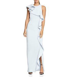 Halston Flounce Crepe Dress